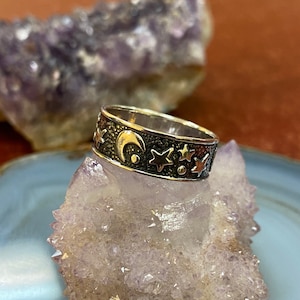 Moon and Stars 925 Silver Band