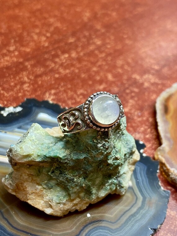 Moonstone Sterling Silver Ring, Rainbow Moonstone… - image 3