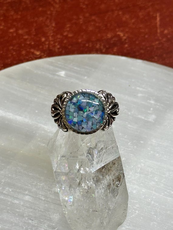 Opal Inlay, Sterling Silver, Ring - image 1