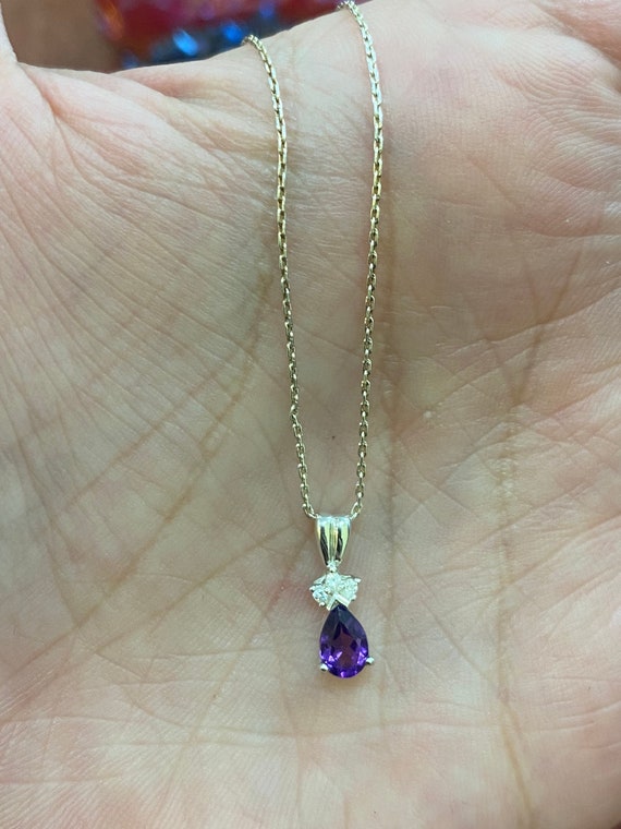 Pear Amethyst with CZ’s Silver Necklace - image 1