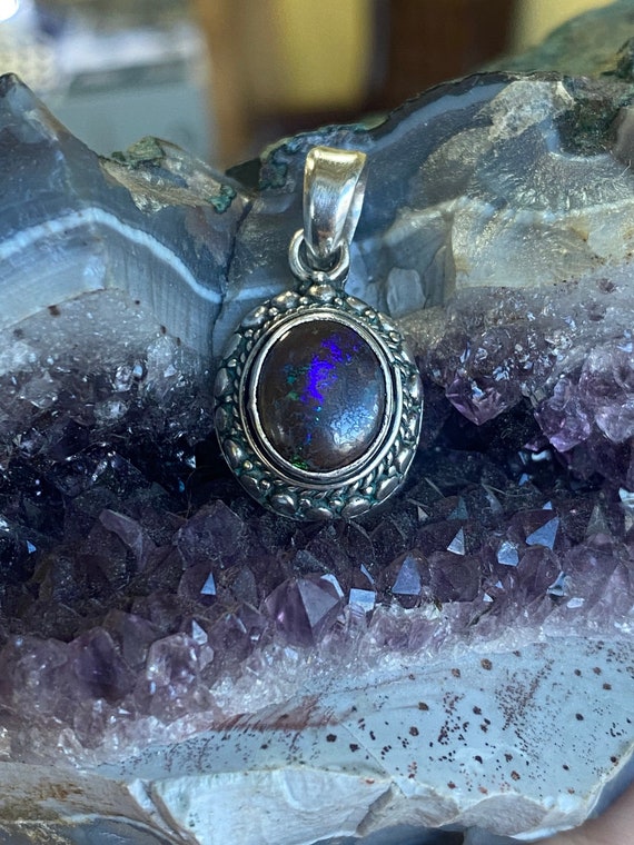 Vintage Chocolate Opal 925 Silver Pendant