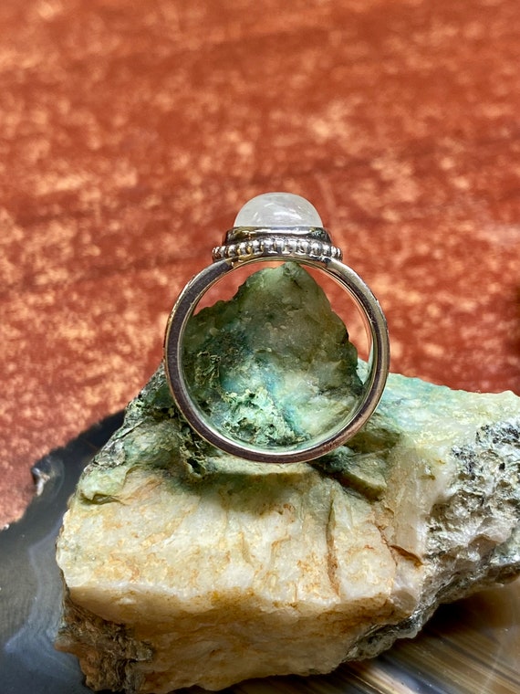 Moonstone Sterling Silver Ring, Rainbow Moonstone… - image 4