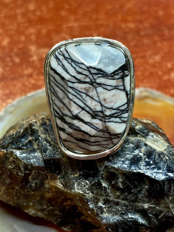Faceted Picasso Stone 925 Ring