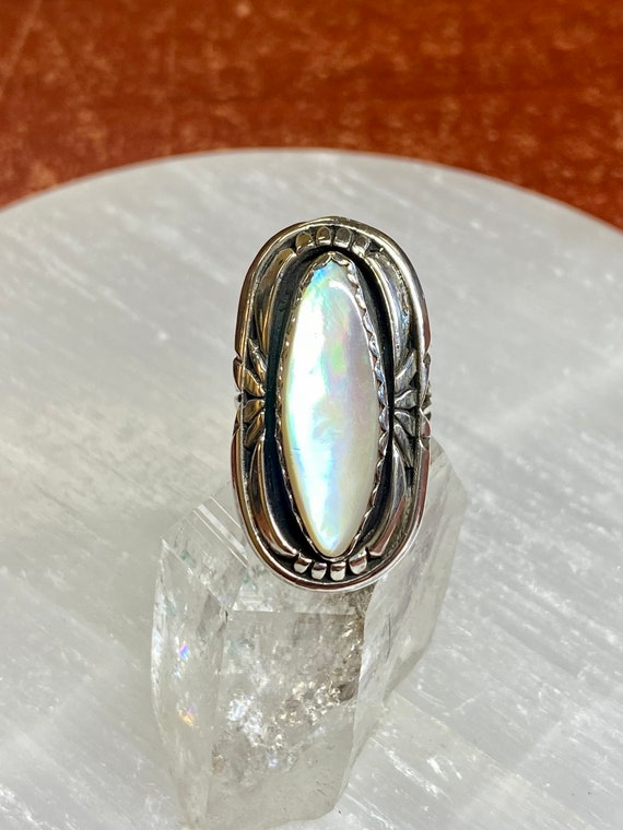 Mother of Pearl Sterling Silver Ring - image 1