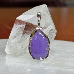 Purple Jade Pendant with CZ accent