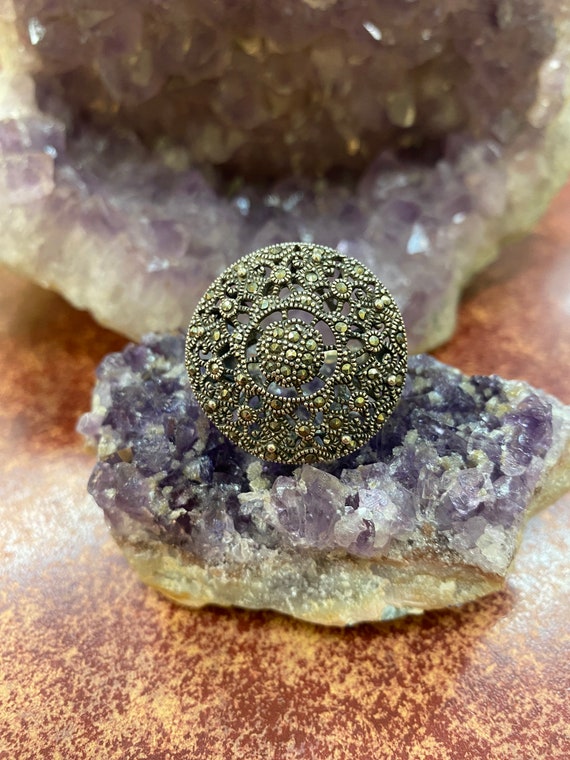 Hematite Cocktail 925 Silver Ring - image 2