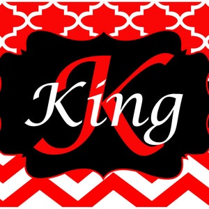 Red/White Trellis Chevron License Plate Template Download