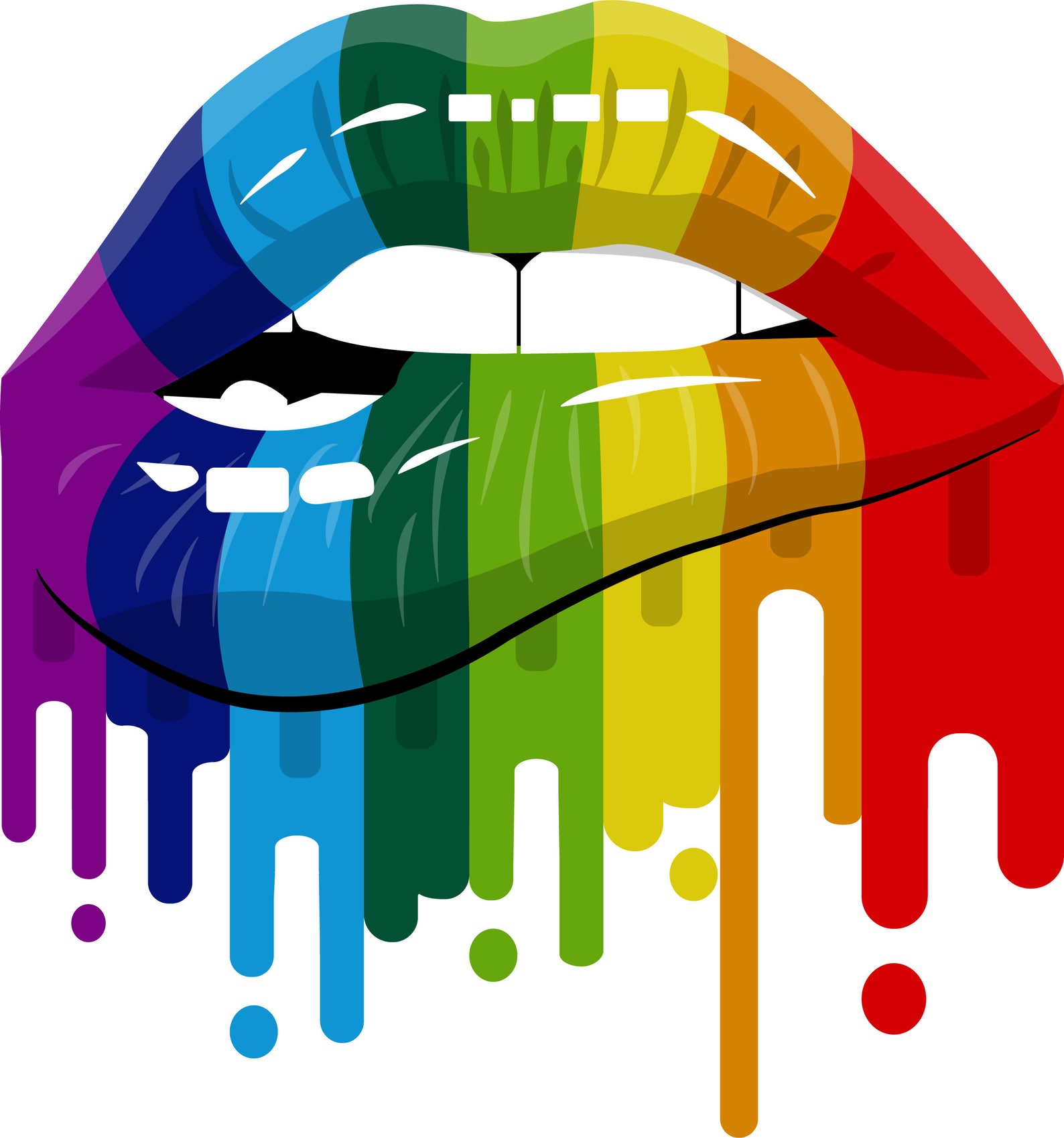 Dripping Rainbow Lips Digital Download Etsy