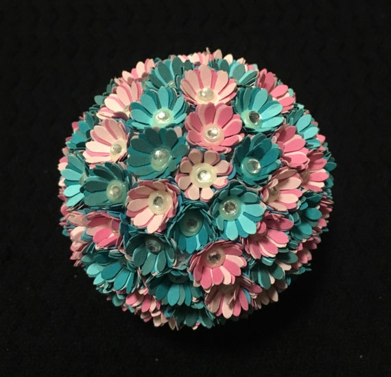 paper flower pomander ornament in pink and blue etsy paper flower pomander
