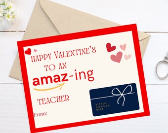 Leraar Valentijn cadeaukaarthouder, leraar Valentijn, afdrukbaar valentijnscadeau, valentijnscadeau voor leraar, valentijnskaart leraar, leraar valentijn