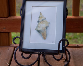 Original framed watercolor: seashell