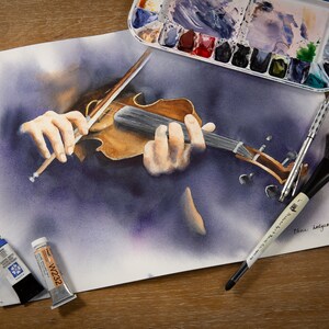 Original watercolor: fiddler