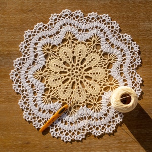Crochet doily, about 14&quot; diameter, 100% mercerized cotton