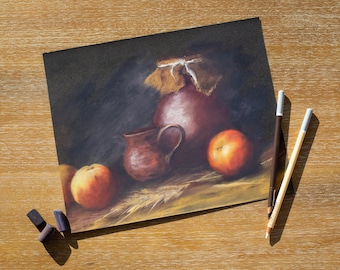 Original pastel painting: still life