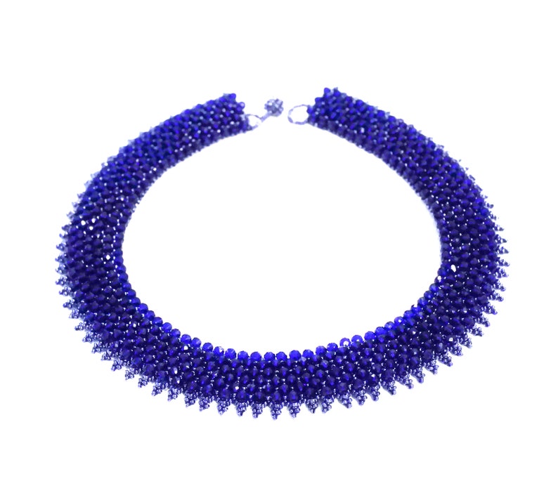 Crystal Collar Necklace Blue Crystal Choker Necklace Beaded Necklace New Blue Statement Necklace Capricho Necklace Blue Color Necklace