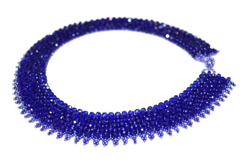 Crystal Collar Necklace Blue Crystal Choker Necklace Beaded Necklace New Blue Statement Necklace Capricho Necklace Blue Color Necklace
