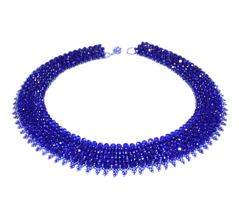 Crystal Collar Necklace Blue Crystal Choker Necklace Beaded Necklace New Blue Statement Necklace Capricho Necklace Blue Color Necklace