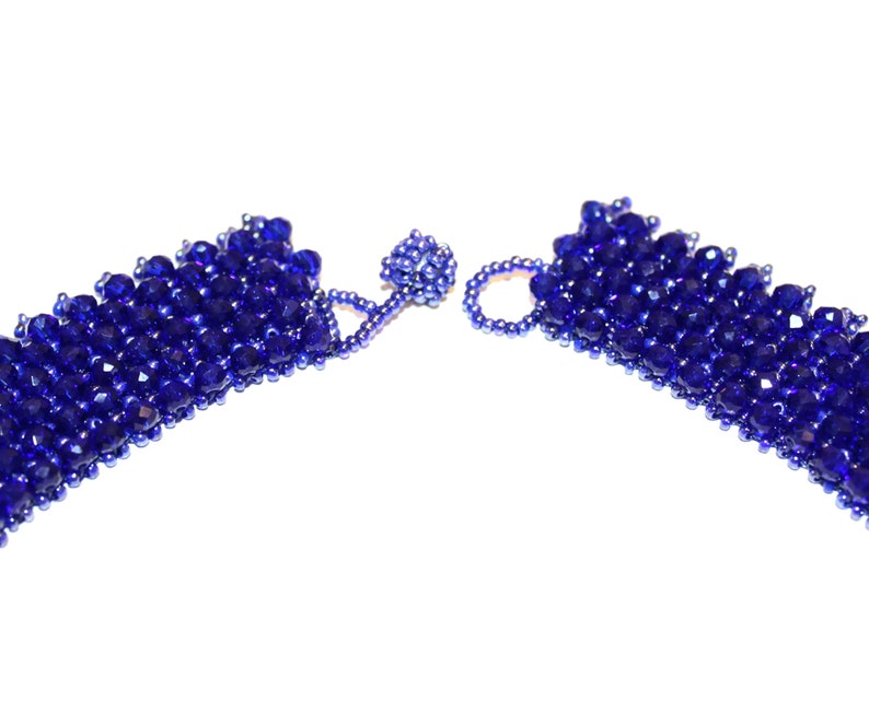 Crystal Collar Necklace Blue Crystal Choker Necklace Beaded Necklace New Blue Statement Necklace Capricho Necklace Blue Color Necklace