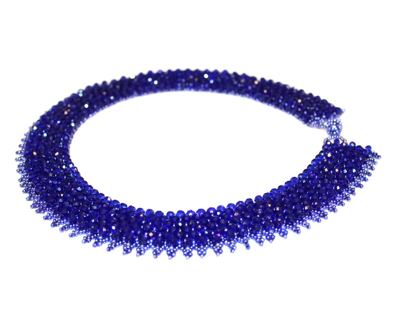 Crystal Collar Necklace Blue Crystal Choker Necklace Beaded Necklace New Blue Statement Necklace Capricho Necklace Blue Color Necklace