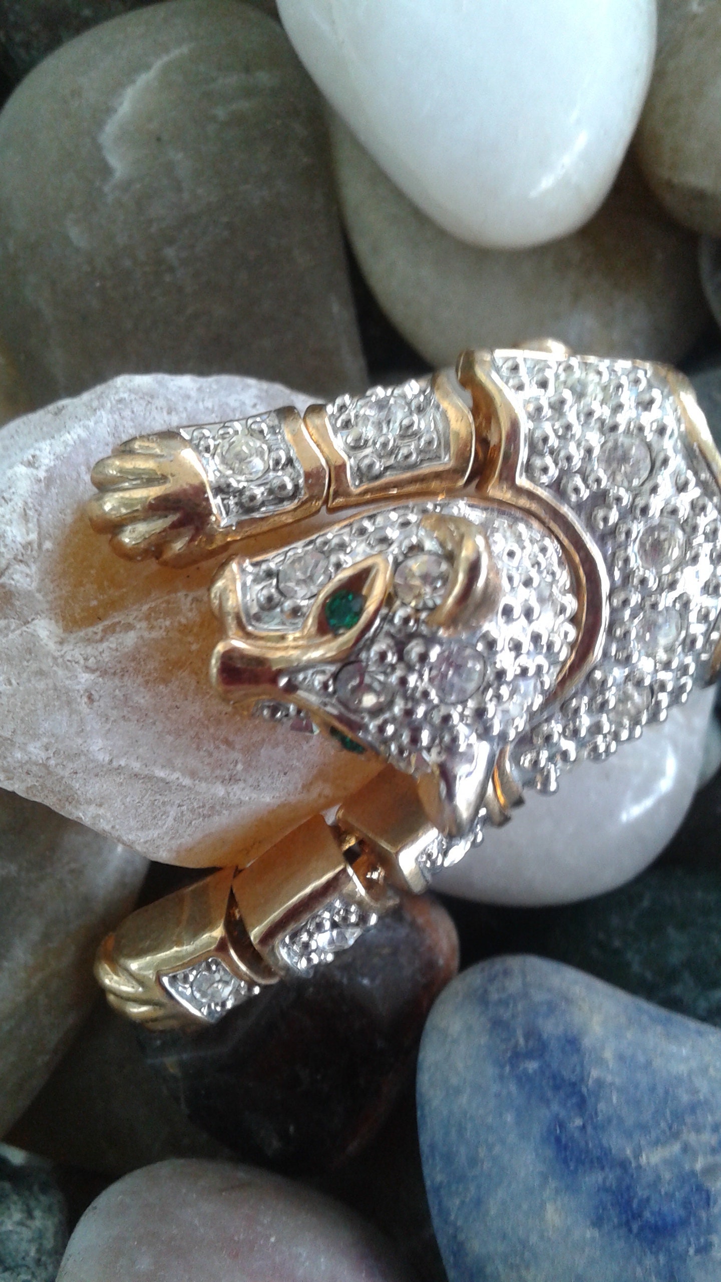 Big Tiger Pin Articulated 5 Inches Long. Silver and Gold W - Etsy