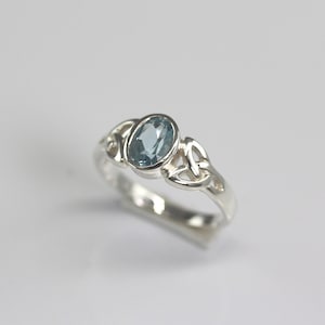 Celtic Knot Blue Topaz Sterling Silver Ring
