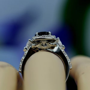 Claddagh Unique 1.25Ct. Sapphire and Diamond Sterling Silver Engagement Ring Wedding, Anniversary, Promise, Proposal, Love and Friendship image 9