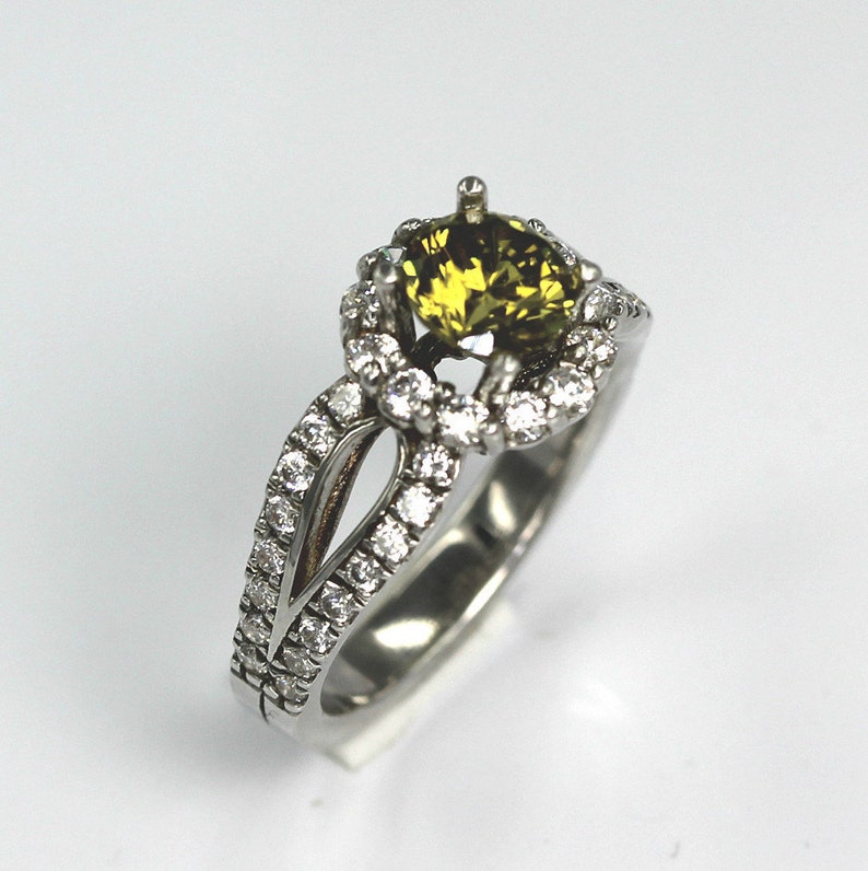 Proposal,Love and Friendship Ring Promise Anniversary Peridot and Diamond Stimulant Silver Engagement Ring Set-Wedding Art Deco Halo 1Ct