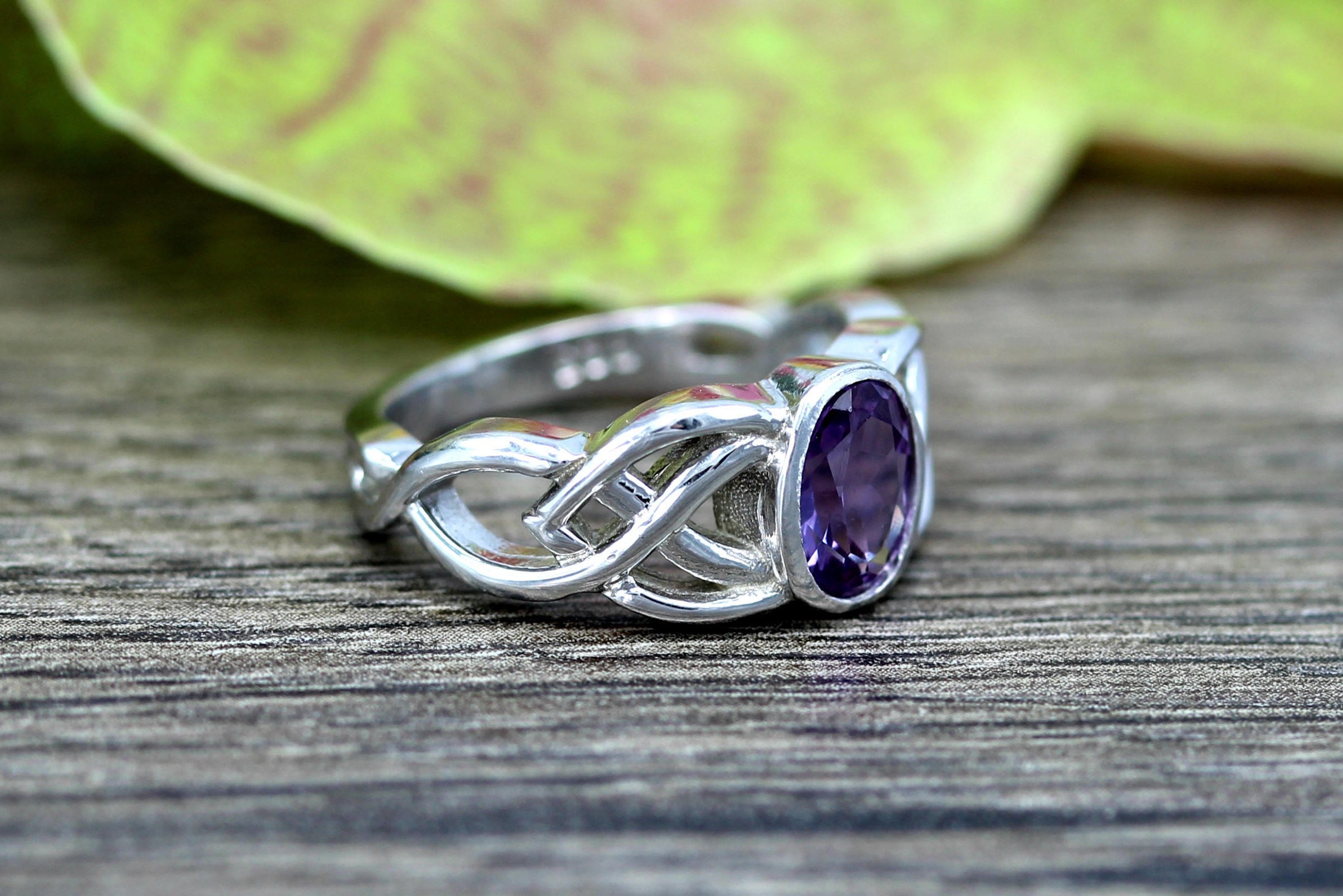 Celtic Double Knot 2.0Ct. Amy Amethyst Bezel Set St. Silver | Etsy