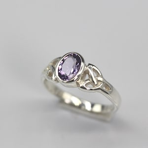 Celtic Knot Amethyst Ring: Sterling Silver Promise Ring