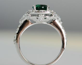 Claddagh Ring: 1.25Ct Emerald & Diamond Sterling Silver