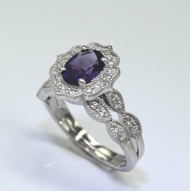 Victorian Style 1.5Ct.Oval Cut Amethyst And Diamond Sterling | Etsy