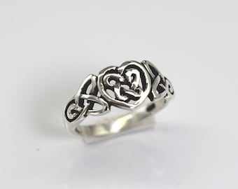 Celtic Trinity Knot  Heart Infinity Sterling Silver Love and Friendship Ring-Engagement, Promise, Proposal, Handfasting, Friendship Ring