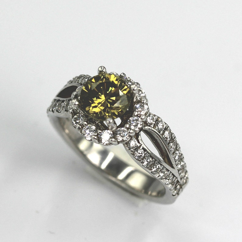 Proposal,Love and Friendship Ring Promise Anniversary Peridot and Diamond Stimulant Silver Engagement Ring Set-Wedding Art Deco Halo 1Ct
