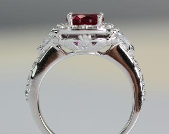 Claddagh Ring: 1.25Ct Garnet, Diamond Simulants, Sterling Silver