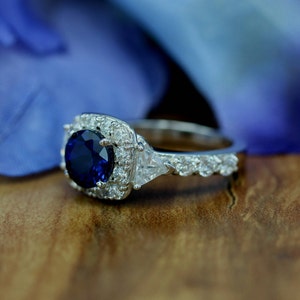 Claddagh Unique 1.25Ct. Sapphire and Diamond Sterling Silver Engagement Ring Wedding, Anniversary, Promise, Proposal, Love and Friendship image 8