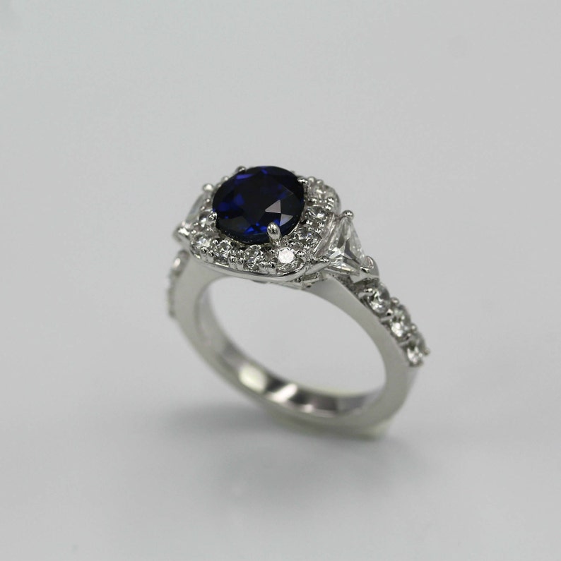 Claddagh Unique 1.25Ct. Sapphire and Diamond Sterling Silver Engagement Ring Wedding, Anniversary, Promise, Proposal, Love and Friendship image 7