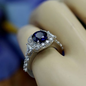 Claddagh Unique 1.25Ct. Sapphire and Diamond Sterling Silver Engagement Ring Wedding, Anniversary, Promise, Proposal, Love and Friendship image 10