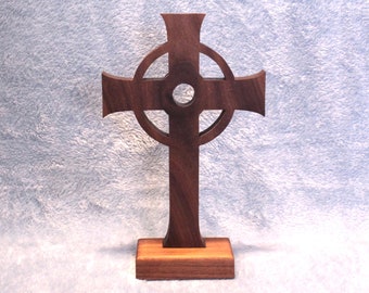 Cross on a stand - Celtic - Walnut