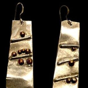 Hand-Made Sterling Silver Earrings with Bronze accents