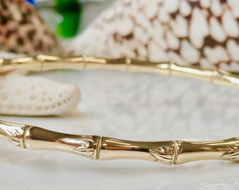 14 Karat Solid Gold Bamboo Bangle | Fine Jewelry | Stackable