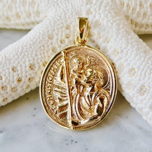 14 Karat Solid Gold Saint Christopher Medal | St. Christopher Medallion | Safe Travels | Bail Included | Fine Jewelry | Made in Hawai'i