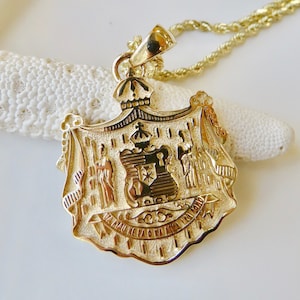 14 Karat Solid Gold Hawaiian Coat of Arms Pendant | Hawai'i State Seal | Available in 6 Sizes | Bail Included | Made in Hawai'i