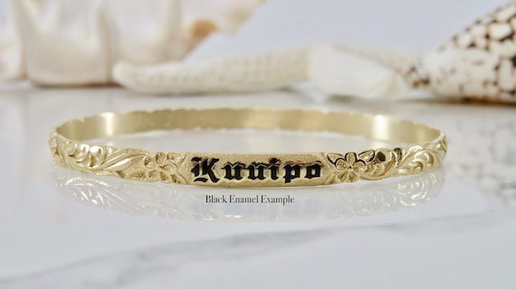 14 Karat Gold 8MM Personalized Birds of Paradise Hawaiian Heirloom