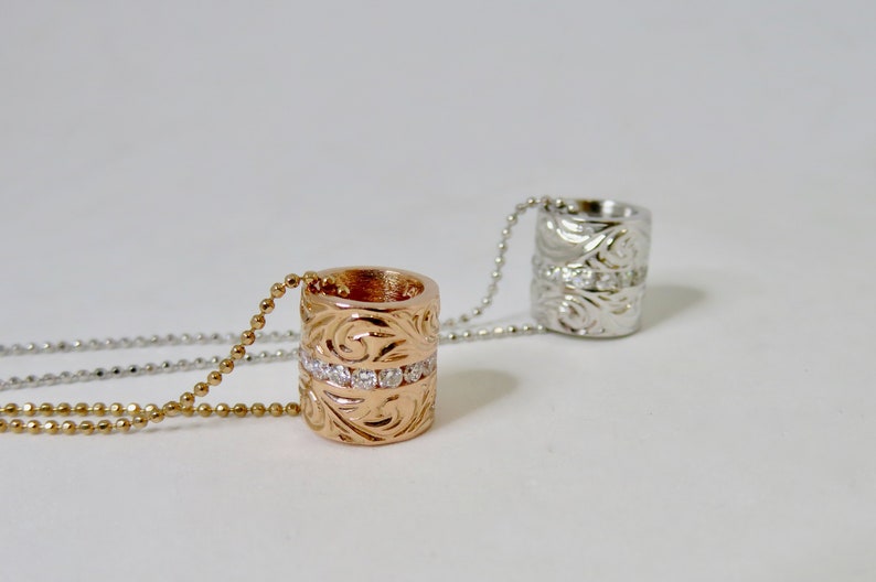 14 Karat Gold Hawaiian Heirloom Diamond Barrel Pendant Etsy