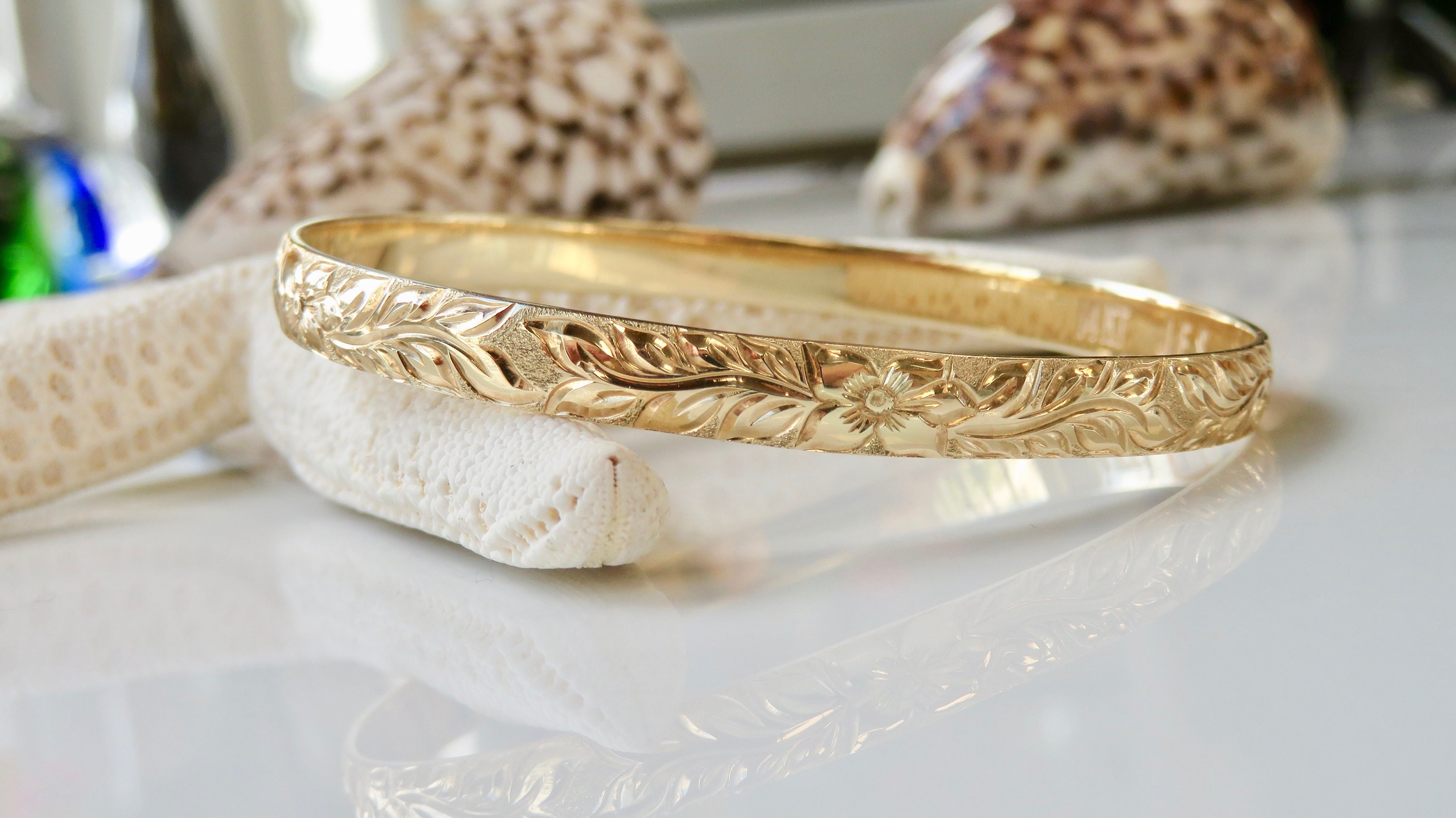 14 Karat Solid Gold 6MM Personalized Traditional Hawaiian Heirloom