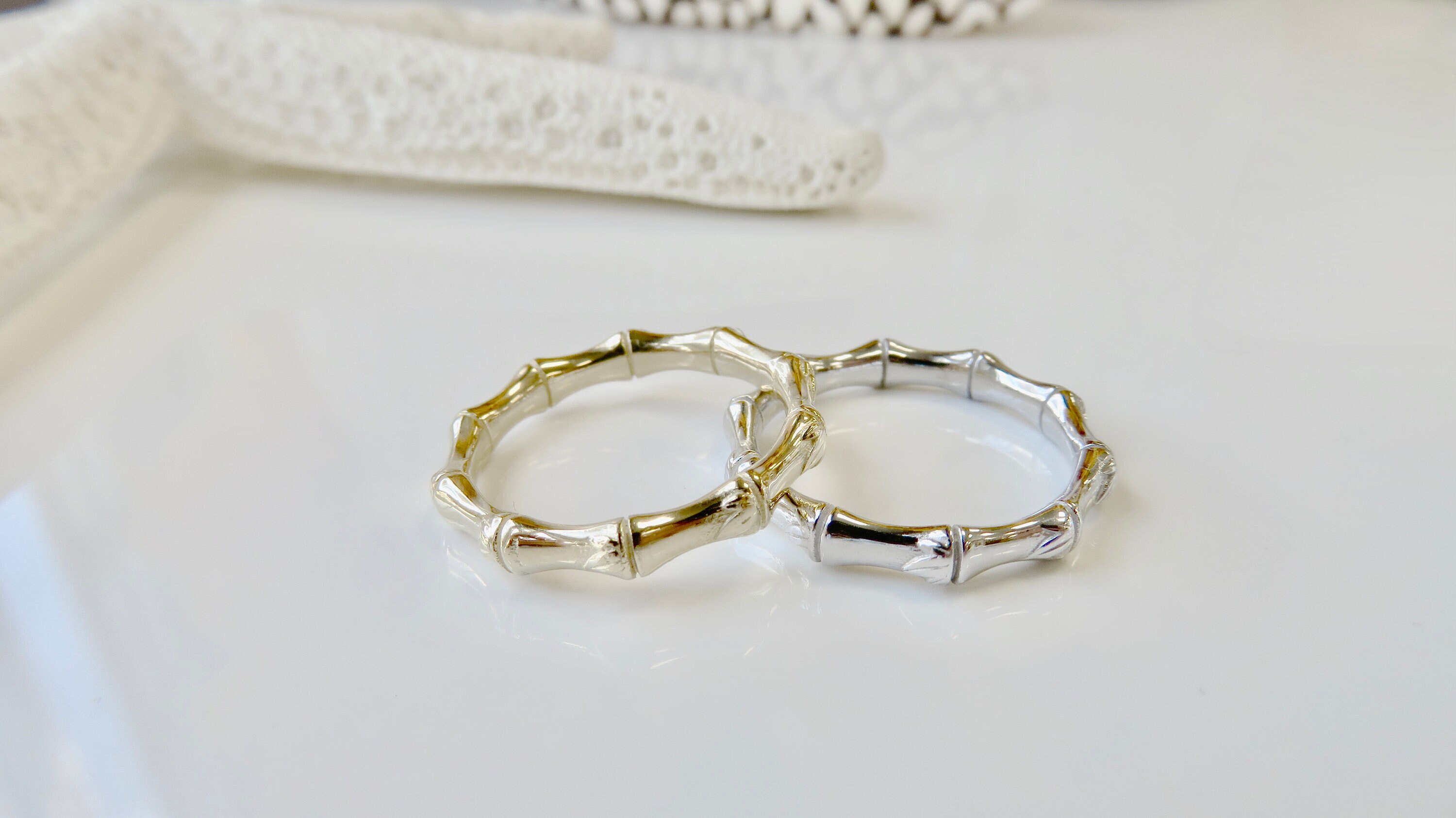 14 Karat Solid Gold 3MM Bamboo Ring Fine Jewelry Stackable Ring