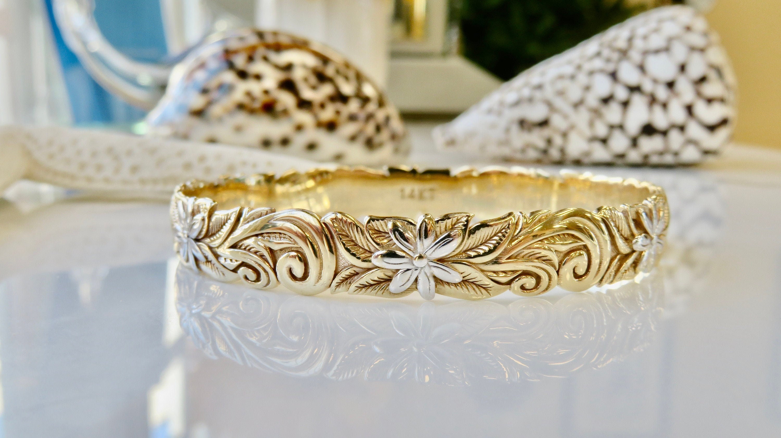 14k gold hawaiian bangle bracelet deals