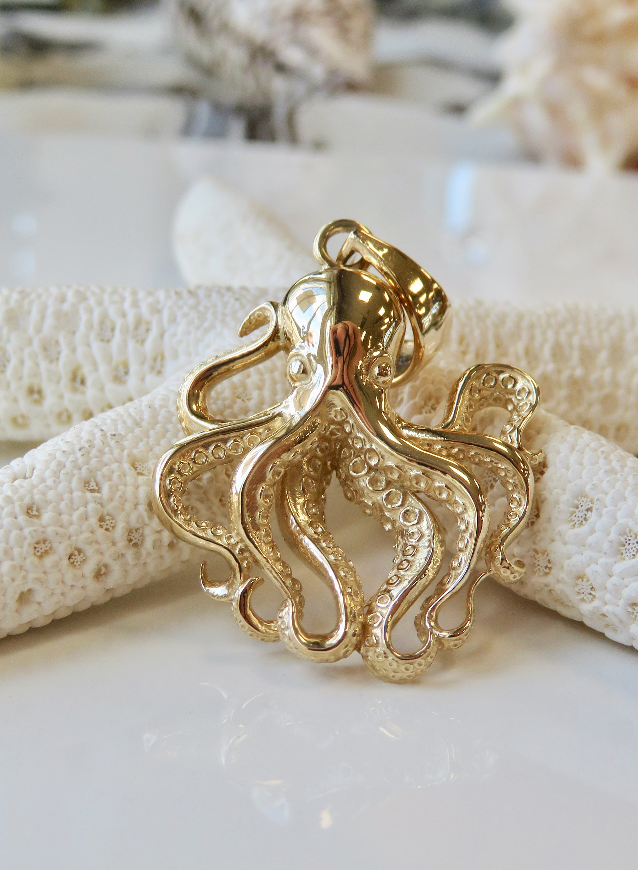 14 Karat Solid Gold Octopus Pendant | Heʻe | Tako | Sealife
