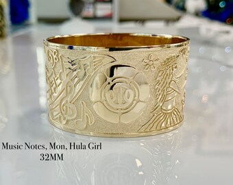 ◆VINTAGE HOLLYWOOD◆ Hawaiian Flower Bracelet VH2336BR006B Vintage Hawaiian Floral Scroll 8.6