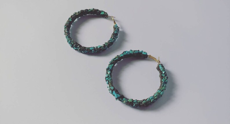 Maxi Turquoise Hoop Earrings